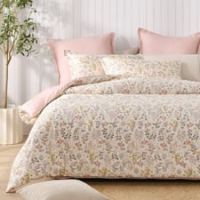 Cottage Flowers Cotton Reversible Quilt Cover Set