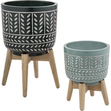 2 Piece Bodil Ceramic Planter Set on Stands