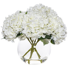 39cm Faux Hydrangea-Phoebe with Glass Vase
