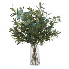 86cm Faux Mixed Eucalyptus with Glass Vase