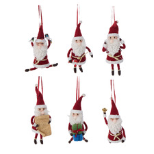 6 Piece Santa Wool Hanging Ornament Set