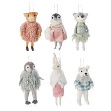 6 Piece Amelia & Friends Wool Hanging Ornament Set