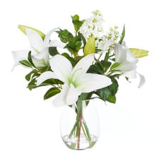49cm Faux Mixed Casablanca with Glass Vase