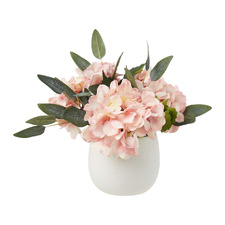 27cm Pink Potted Faux Hydrangea Arrangement