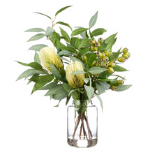 65cm Faux Mixed Native Banksia & Gum Nut with Vase