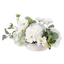 25cm Potted Faux Cosmos & Hydrangea Arrangement