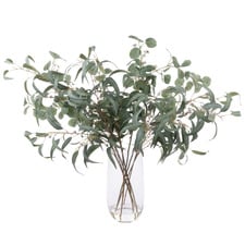 93cm Faux Eucalyptus & Gum Leaves with Glass Vase