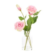 27cm Pink Faux Lisianthus with Vase