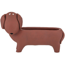 Terracotta Dino Dog Cement Pot Planters (Set of 2)