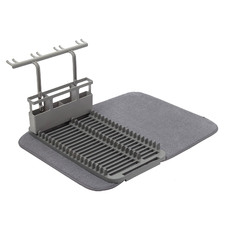 2 Piece Grey UDry Dish Rack & Drying Mat Set