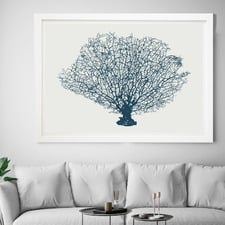 Blue Coral Fan Printed Wall Art