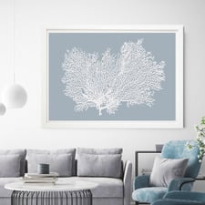 Light Blue Coral Printed Wall Art