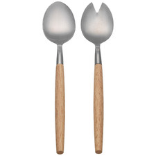 2 Piece Alto Rubberwood & Steel Salad Server Set
