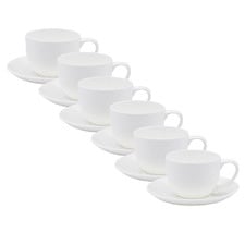 2 Piece White Canvas Teacups & Saucers Set (Set of 12)