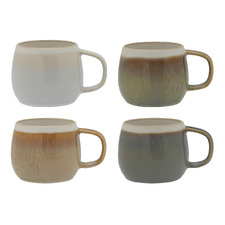 4 Piece Bulb Stripe 360ml Stoneware Mug Set