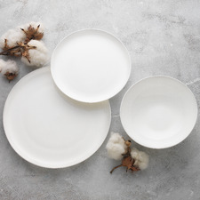 12 Piece White Canvas Coupe Dinner Set