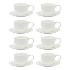 Canvas 100ml Fine Bone China Teacups & Saucers (Set of 8)