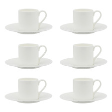 Canvas 90ml Fine Bone China Espresso Cups & Saucers (Set of 6)