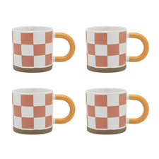 Modelli Checkers 330ml Stoneware Mugs (Set of 4)