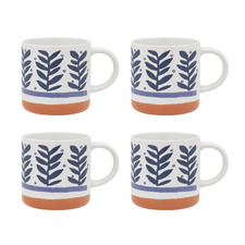 Vida Leaves 320ml Stoneware Mugs (Set of 4)