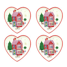 House Night Before Porcelain Heart Plates (Set of 4)