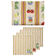 5 Piece Valentina Cotton Tablecloth & Napkin Set