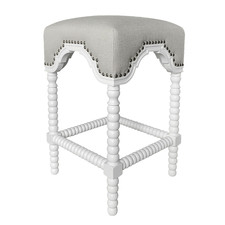 65cm White Bobbin Barstool