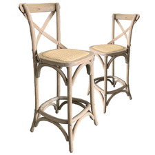 66cm Kasan Oak Wood Barstools (Set of 2)