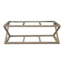 Lorelia Rectangular Glass & Oak Wood Coffee Table