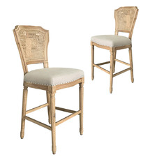 65cm Rosalie Oak Wood Barstools (Set of 2)