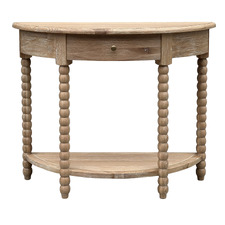 Bobbin Curved Oak Wood Console Table