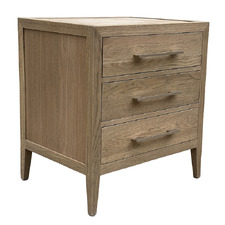 Blanchard Oak Wood 3 Drawer Bedside Table