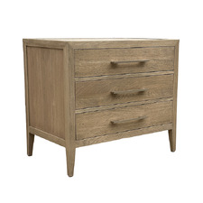 Blanchard Oak Wood 3 Drawer Bedside Table