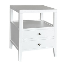 White Sinta Birch Wood Bedside Table