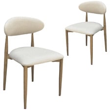 Lewis Oak Wood & Linen Dining Chairs (Set of 2)