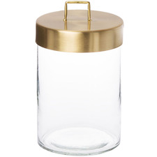 Large Brass Moji Glass Jar & Lid