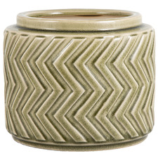 Olive Green Aztec Ceramic Plant Pot