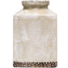 Distressed Blanc Square Ceramic Vase