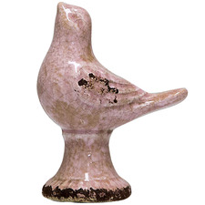Distressed Pink Rosa Ceramic Bird Ornament (Set of 2)