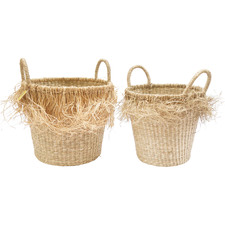 2 Piece Natural Havana Seagrass Jute Basket Set