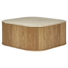 Paulette Square Travertine-Top Coffee Table