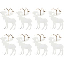 White Moose Hanging Christmas Tree Ornaments (Set of 8)