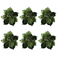 Green Magnolia Christmas Tree Clips (Set of 6)