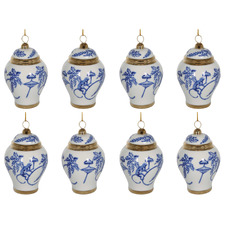 Monkey Chinoiserie Hanging Christmas Tree Ornaments (Set of 8)