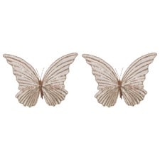 Pink & Gold Butterfly Christmas Tree Clips (Set of 2)