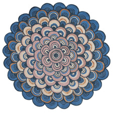 Blue Masquerade Hand-Tufted Wool-Blend Round Rug