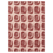 Red Woodblock Printed Hand-Loomed Cotton Rug