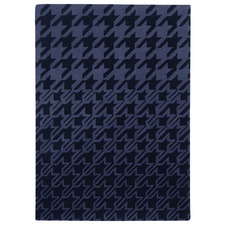 Navy Houndstooth Hand-Tufted Pure New Wool Rug