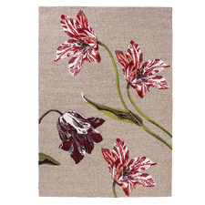Burgundy Botanical Tulip Outdoor Rug