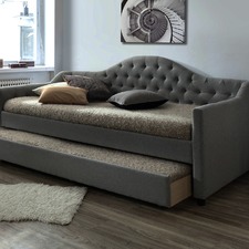 Grey York Single Day Bed Frame with Trundle